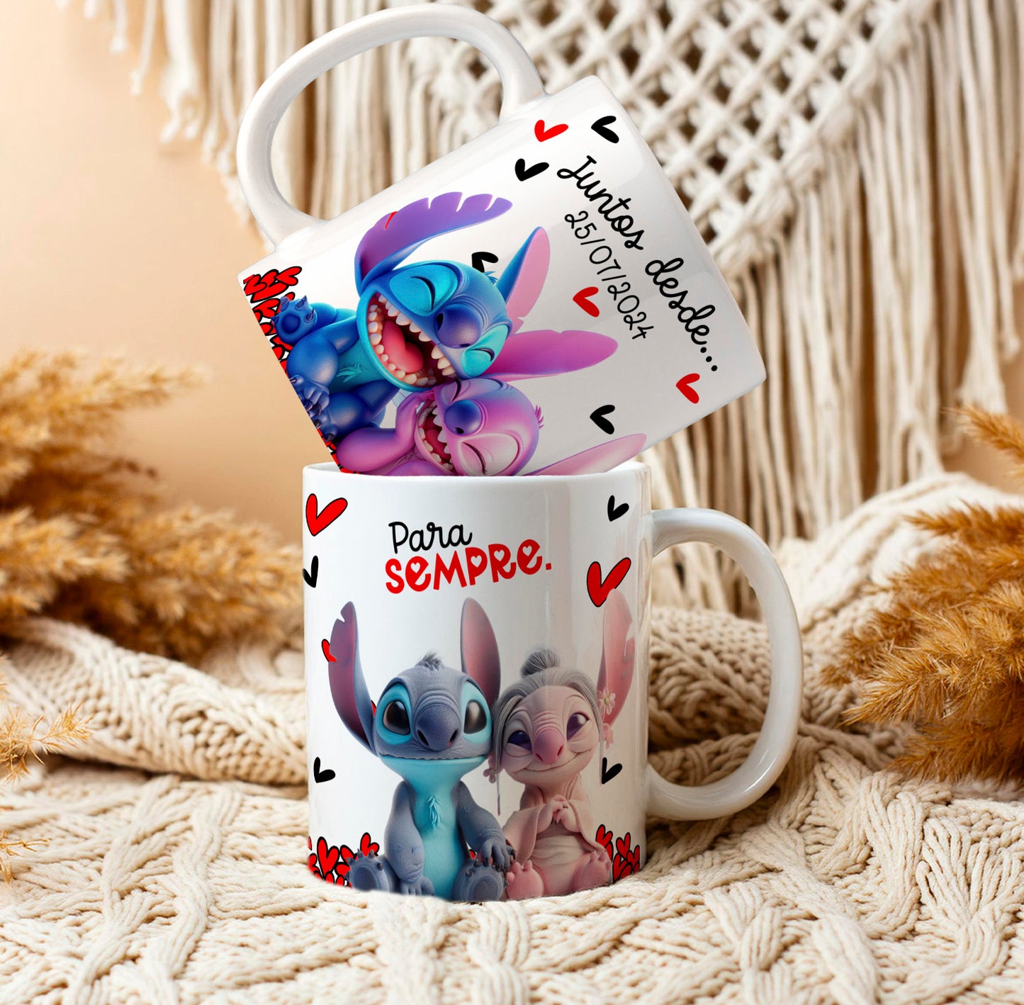 Kit Caneca dia dos namorados + chocolate + caixinha + laço