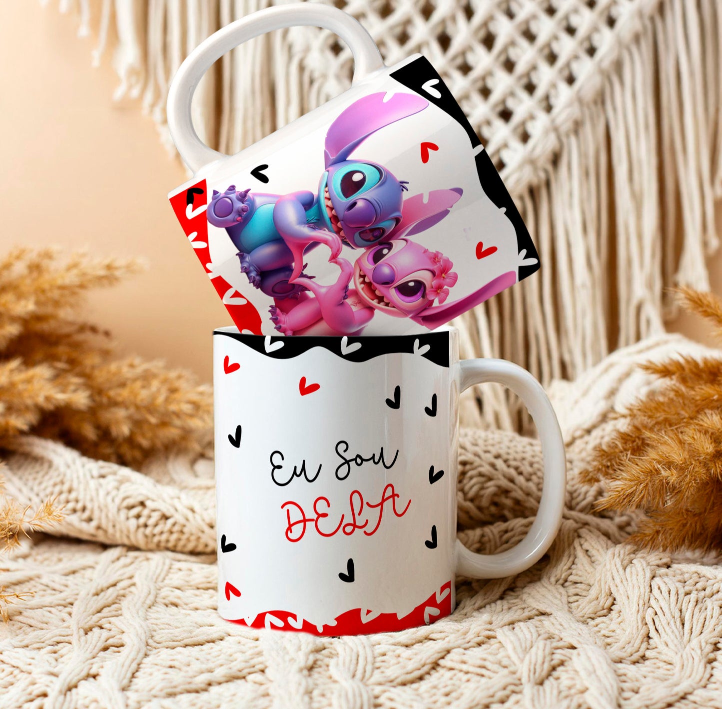 Kit Caneca dia dos namorados + chocolate + caixinha + laço