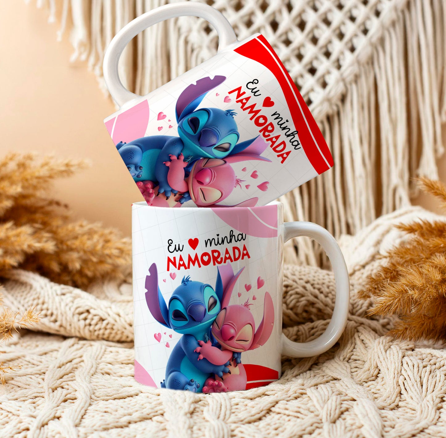 Kit Caneca dia dos namorados + chocolate + caixinha + laço