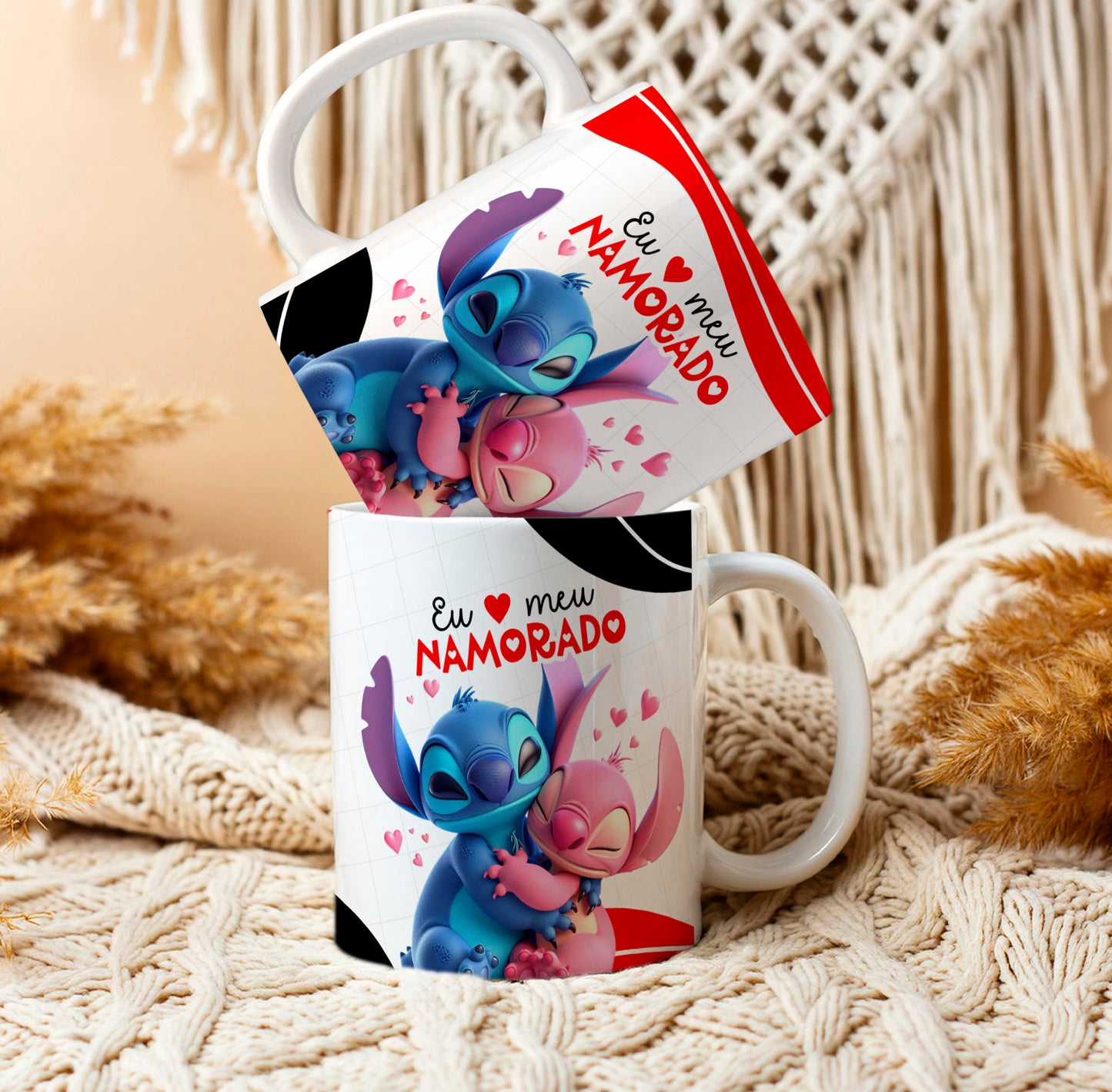 Kit Caneca dia dos namorados + chocolate + caixinha + laço