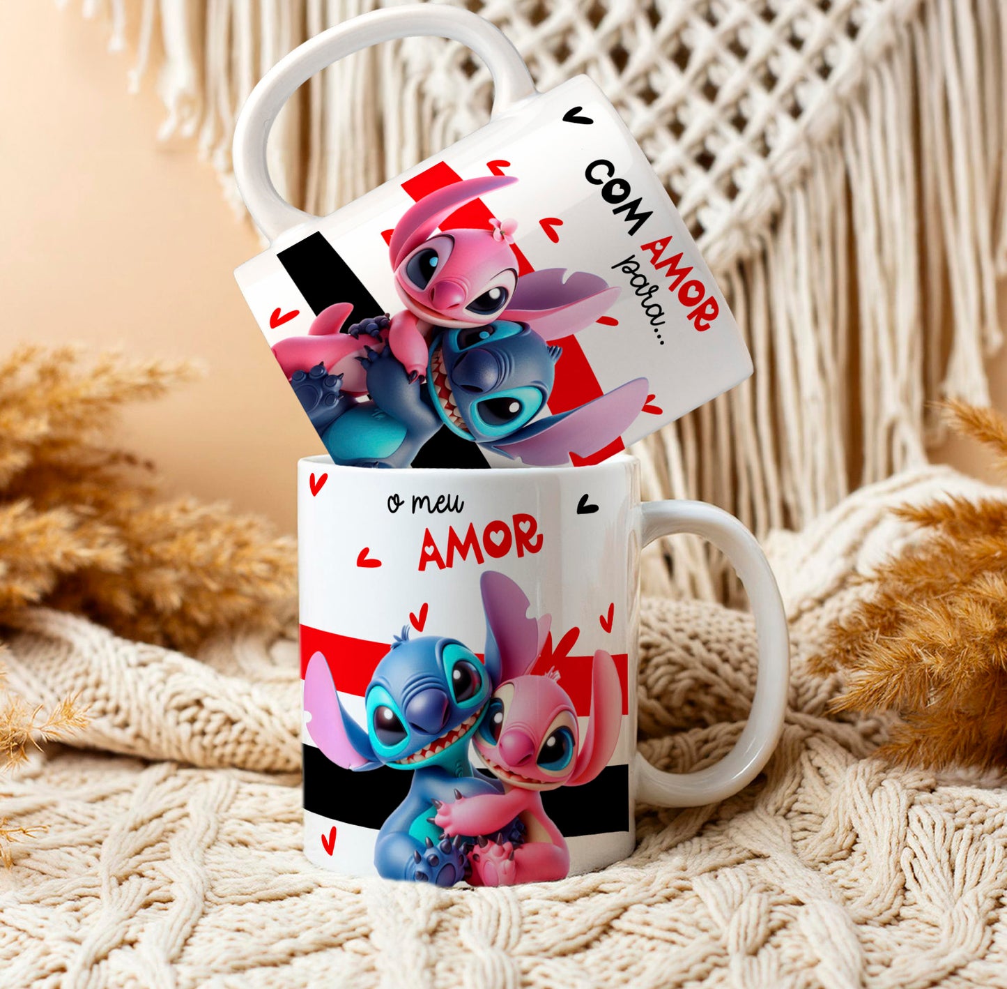 Kit Caneca dia dos namorados + chocolate + caixinha + laço